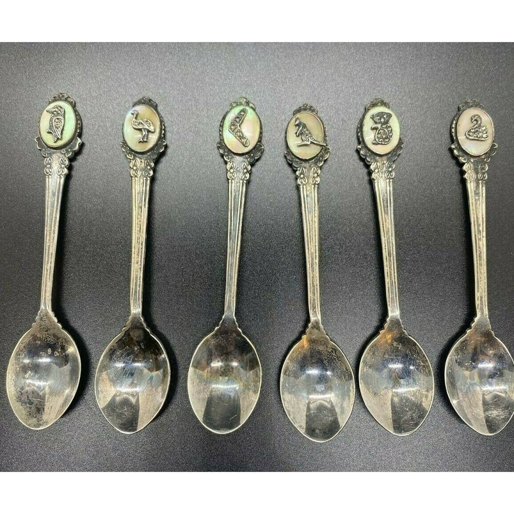 Set of 6 Vintage Spoons Australian Outback Animals LUSTRE EPNS A1 Silver Plate